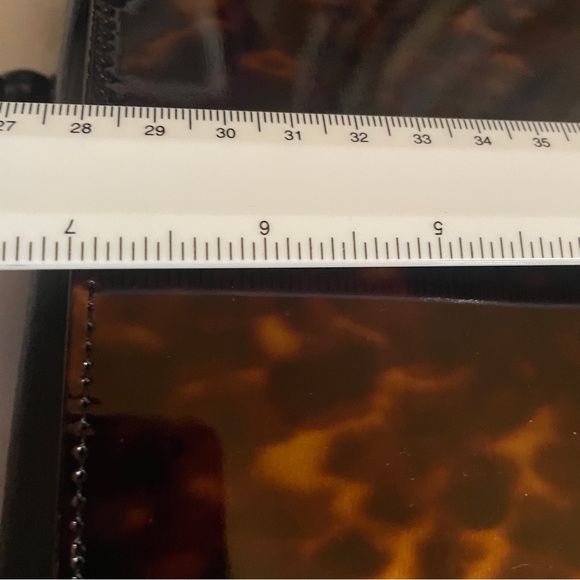 Vintage Stuart Weitzman Tortoise Print Brown Structured Tote Black Beaded Handle - Picture 14 of 16